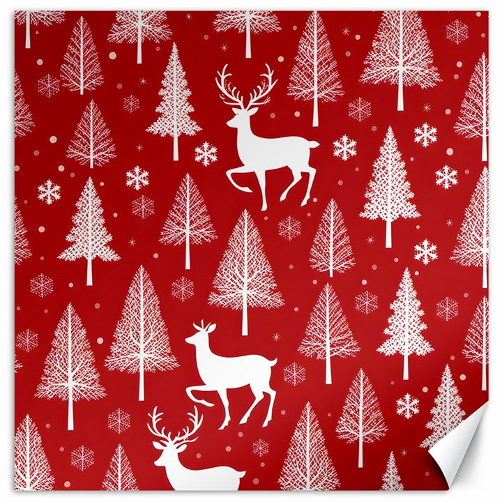 Christmas Tree Deer Pattern Red Canvas 16  x 16 