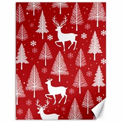 Christmas Tree Deer Pattern Red Canvas 18  X 24  by Ravend