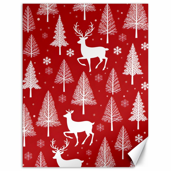 Christmas Tree Deer Pattern Red Canvas 18  x 24 