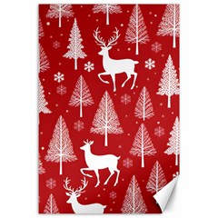 Christmas Tree Deer Pattern Red Canvas 24  x 36 