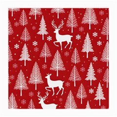 Christmas Tree Deer Pattern Red Medium Glasses Cloth (2 Sides) by Ravend