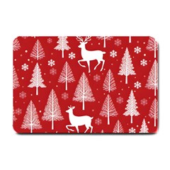 Christmas Tree Deer Pattern Red Small Doormat