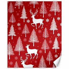 Christmas Tree Deer Pattern Red Canvas 11  x 14 