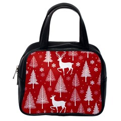 Christmas Tree Deer Pattern Red Classic Handbag (One Side)