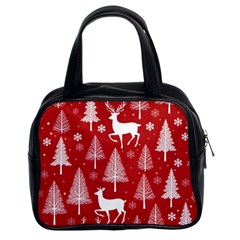 Christmas Tree Deer Pattern Red Classic Handbag (Two Sides)