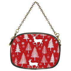 Christmas Tree Deer Pattern Red Chain Purse (Two Sides)