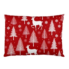 Christmas Tree Deer Pattern Red Pillow Case