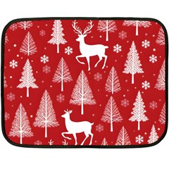 Christmas Tree Deer Pattern Red Fleece Blanket (Mini)