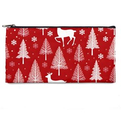 Christmas Tree Deer Pattern Red Pencil Case