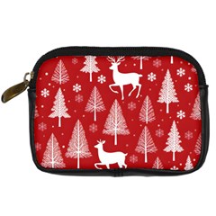 Christmas Tree Deer Pattern Red Digital Camera Leather Case by Ravend