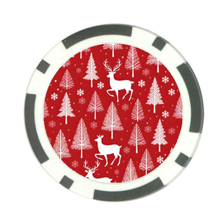 Christmas Tree Deer Pattern Red Poker Chip Card Guard (10 pack)