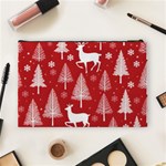 Christmas Tree Deer Pattern Red Cosmetic Bag (Large) Back