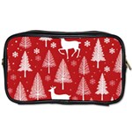 Christmas Tree Deer Pattern Red Toiletries Bag (Two Sides) Front