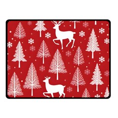 Christmas Tree Deer Pattern Red Fleece Blanket (Small)