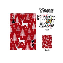 Christmas Tree Deer Pattern Red Playing Cards 54 Designs (Mini)