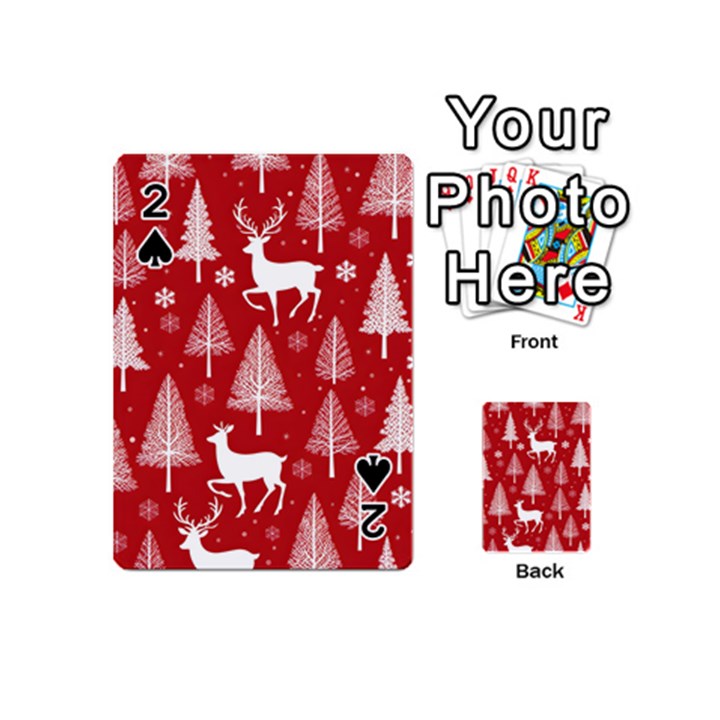 Christmas Tree Deer Pattern Red Playing Cards 54 Designs (Mini)