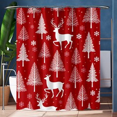 Christmas Tree Deer Pattern Red Shower Curtain 60  x 72  (Medium) 