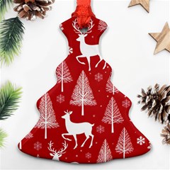 Christmas Tree Deer Pattern Red Christmas Tree Ornament (Two Sides)