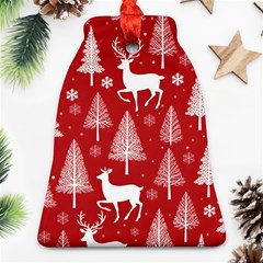 Christmas Tree Deer Pattern Red Bell Ornament (Two Sides)