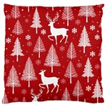 Christmas Tree Deer Pattern Red Large Cushion Case (Two Sides) Front