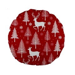 Christmas Tree Deer Pattern Red Standard 15  Premium Round Cushions