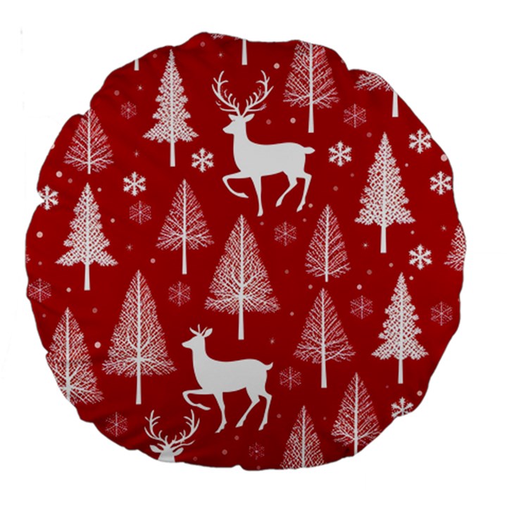 Christmas Tree Deer Pattern Red Large 18  Premium Round Cushions