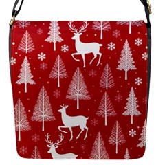 Christmas Tree Deer Pattern Red Flap Closure Messenger Bag (s) by Ravend