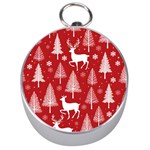 Christmas Tree Deer Pattern Red Silver Compasses Front