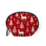 Christmas Tree Deer Pattern Red Accessory Pouch (Small) Back