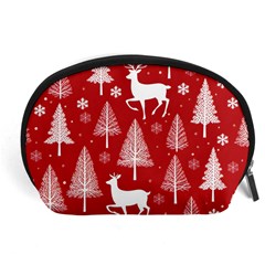 Christmas Tree Deer Pattern Red Accessory Pouch (large) by Ravend