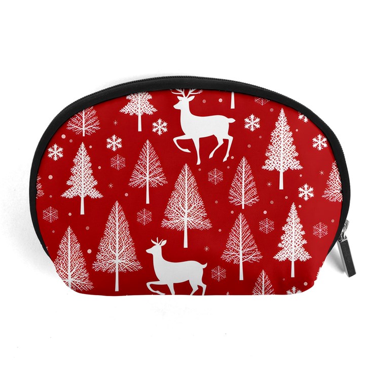 Christmas Tree Deer Pattern Red Accessory Pouch (Large)