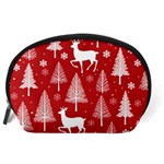 Christmas Tree Deer Pattern Red Accessory Pouch (Large) Back