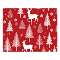 Christmas Tree Deer Pattern Red Two Sides Premium Plush Fleece Blanket (Large)