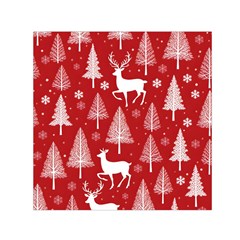 Christmas Tree Deer Pattern Red Square Satin Scarf (30  x 30 )