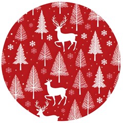 Christmas Tree Deer Pattern Red Wooden Bottle Opener (Round)