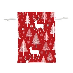 Christmas Tree Deer Pattern Red Lightweight Drawstring Pouch (m) by Ravend