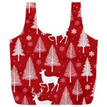 Christmas Tree Deer Pattern Red Full Print Recycle Bag (XXL) Front