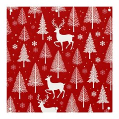 Christmas Tree Deer Pattern Red Banner And Sign 3  X 3  by Ravend