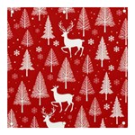 Christmas Tree Deer Pattern Red Banner and Sign 3  x 3  Front