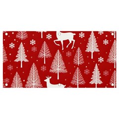 Christmas Tree Deer Pattern Red Banner And Sign 4  X 2  by Ravend