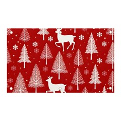 Christmas Tree Deer Pattern Red Banner And Sign 5  X 3  by Ravend