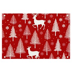 Christmas Tree Deer Pattern Red Banner And Sign 6  X 4  by Ravend