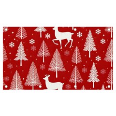 Christmas Tree Deer Pattern Red Banner And Sign 7  X 4  by Ravend