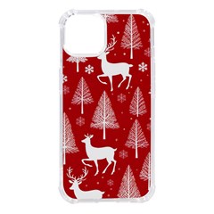 Christmas Tree Deer Pattern Red Iphone 14 Tpu Uv Print Case by Ravend