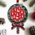 Christmas Tree Deer Pattern Red Metal X Mas Lollipop with Crystal Ornament Front