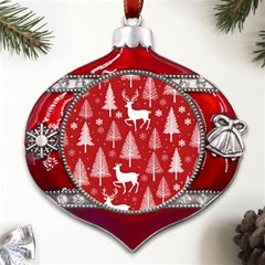 Christmas Tree Deer Pattern Red Metal Snowflake And Bell Red Ornament