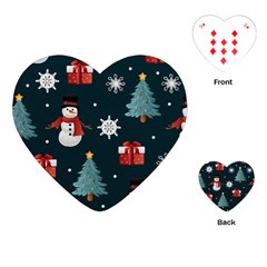 Snowmen Christmas Trees Playing Cards Single Design (heart) by Ravend