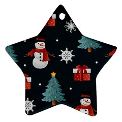 Snowmen Christmas Trees Star Ornament (two Sides) by Ravend