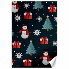 Snowmen Christmas Trees Canvas 12  X 18  by Ravend