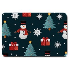 Snowmen Christmas Trees Large Doormat by Ravend